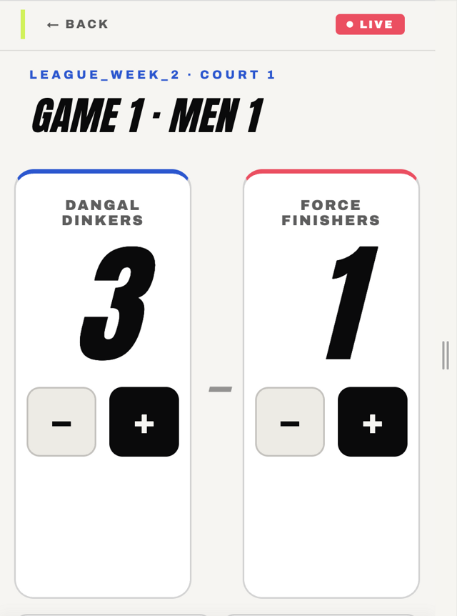 Live scoring screen